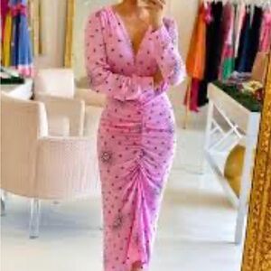birgitte Herskind Pink Ruched Dress, Sun/Moon dress